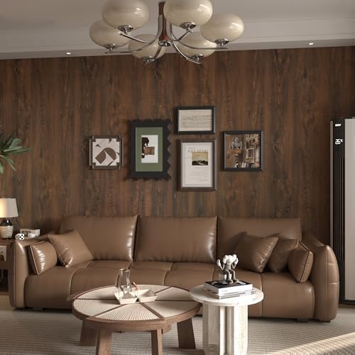 32x315inch Extra Wide Wood Grain Wallpaper Peel and Stick Dark Brown Walnut - Image 3