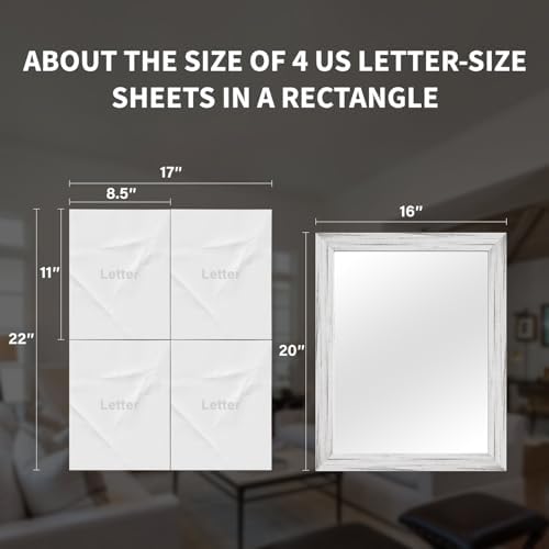 White Wood Effect Framed Wall Mirror, 16x20 Rectangle Mirror - Image 5