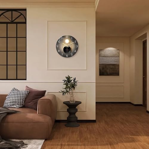 14 Inch Glass Black and Gold Wall Clock Living Room - Image 4