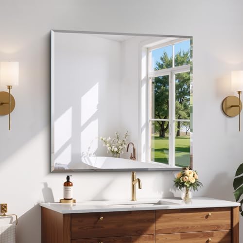 CILIBER Beveled Mirror, 36x36 Square Bathroom Mirrors by CILIBER