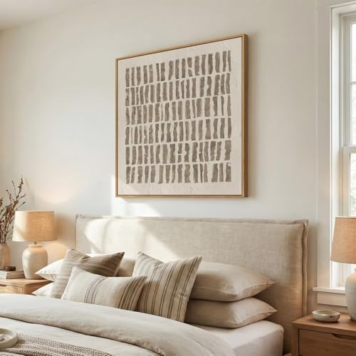 Framed Neutral Beige Abstract Canvas Prints Wall Art Decor, 30x30 In - Image 2
