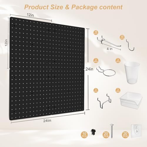 FZK Modular Plastic Peg Board Wall Organizer Kit - Image 2