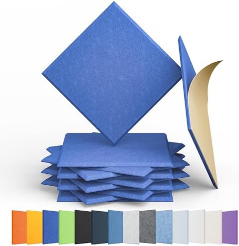 12 Pack Square Acoustic Panels Self Adhesive Sound Proof Foam by Amantech