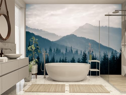 XMPMBM-Misty Forest Fabric Wallpaper Pine Forest Living Room Bedroom Bathroom - Image 2
