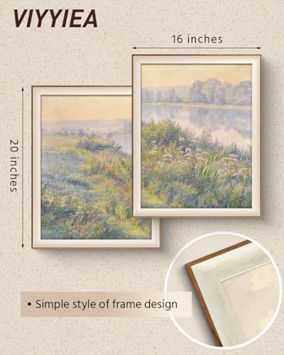 VIYYIEA Framed Impressionist River Meadow Flora Wall Art Set, 16×20 Inch - Image 5