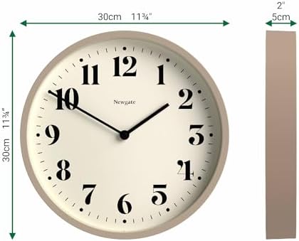 NEWGATE® Number Four Theatre wall Clock | Modern Round Clock | 12" | Stone | - Image 3