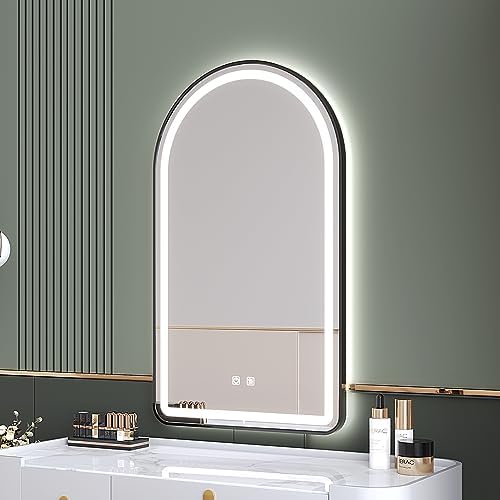 Arched Bathroom Mirror 30"x40", LED Tempered Glass - Image 4
