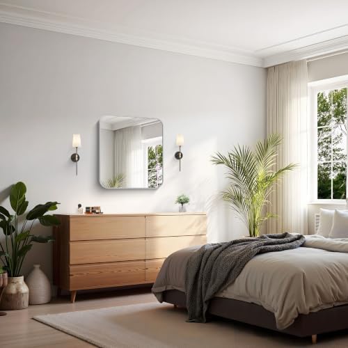 KOCUUY Silver Bathroom Mirror, 24x24 Inch Bathroom Mirror - Image 4