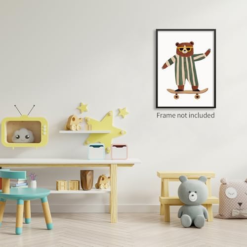 Cool Skateboarding Bear Wall Art Funny Cute Animal Canvas Poster Fashion - Image 4