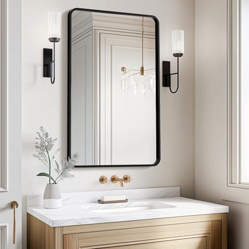 USHOWER Black Bathroom Mirrors for Over Sink 24 x 36 Inch by USHOWER