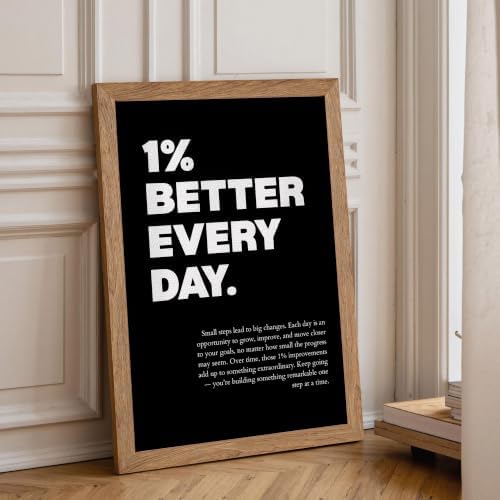 Golden Framed 1% Better Every Day Motivational Canvas Wall Art, Growth Mindset - Image 6
