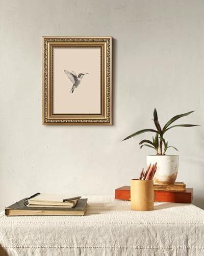 VIYYIEA Gold Framed Hummingbird Wall Art Vintage Canvas Painting, 8×10 Inch - Image 3