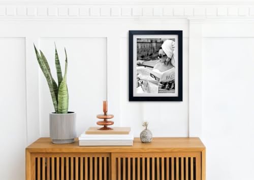 Framed Black and White Canvas Wall Art Woman Reading Newspaper Femisit Print - Image 5
