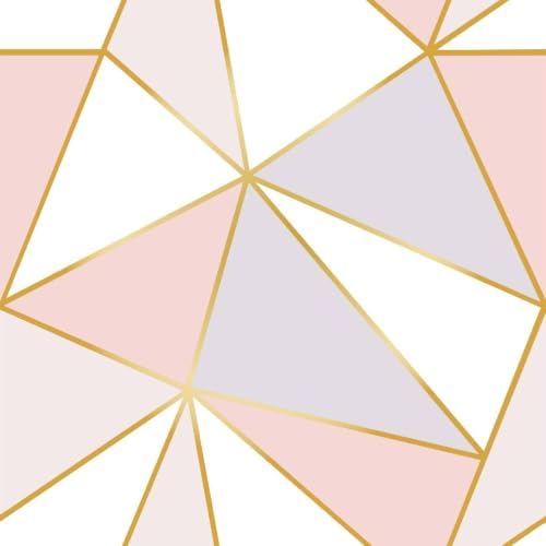Pink Gold Geometric Peel and Stick Wallpaper Mosaic Wall Paper by Danmyho