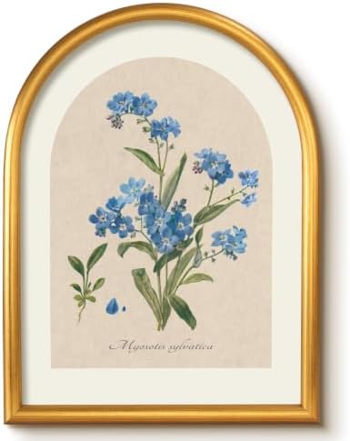VIYYIEA Gold Arched Floral Wall Art, Vintage Botanical Flower Canvas Print by VIYYIEAART