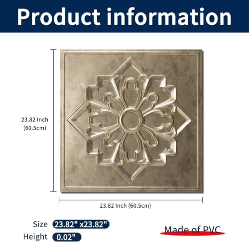 Art3dwallpanels Ceiling Tiles 12 Pack, 24 x 24 Inch, Antique Gold - Image 3