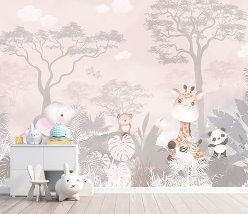 YQWDMX - Pink Safari Peel and Stick Wallpaper Jungle murals by YQWDMX