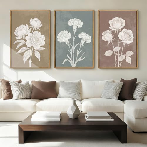 BINCUE Extra Large Neutral Botanical Wall Art Decor Floral Painting Flower Print - Image 5