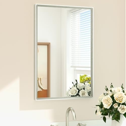 TETOTE Brushed Nickel Mirror for Over Sink 20" x 30" Rectangle Beveled Frame by TETOTE
