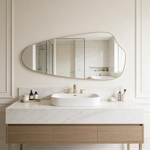 Irregular Asymmetrical Wall Mirror Full Length, 48x20 Inch Gold Mirror - Image 5