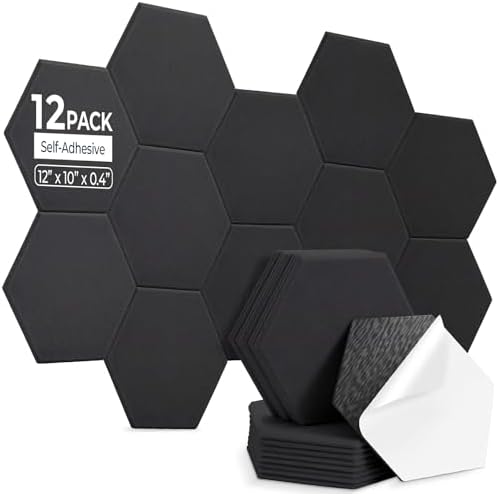 12 Pack Hexagon Acoustic Panels Self Adhesive, Sound Proof Panels by AUSLET