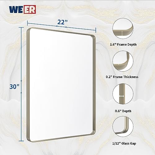 WEER Brushed Nickel Bathroom Vanity Mirror 22X30 Inch - Image 6