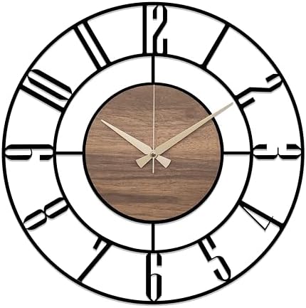Metal Large Wall Clock, Silent Battery Operated Clocks by RMCLIFEDECOR