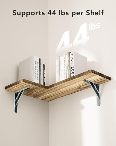 Amada Corner Floating Shelves, Paulownia Wood, Natural Wood - Image 6