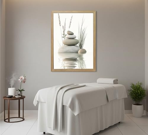 Framed Zen Stone Canvas Wall Art, Bathroom Picture Decor 24x36in - Image 5