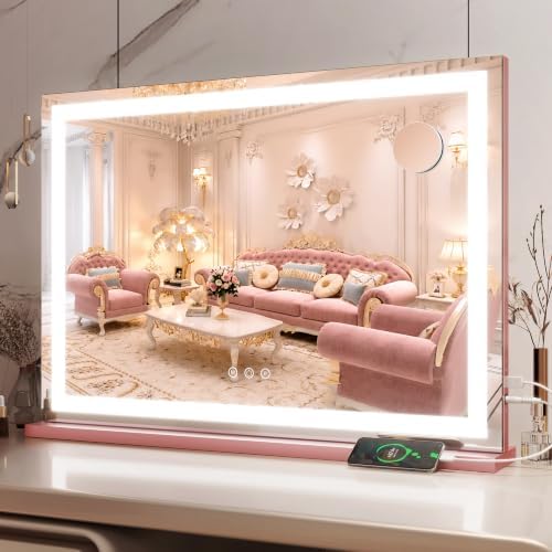 ROLOVE 32"x22" Large Pink Vanity Mirror by ROLOVE