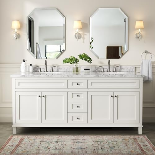 32" x 24" Silver Rectangle Wall Mirror Beveled Edge Frameless Mirrors - Image 4