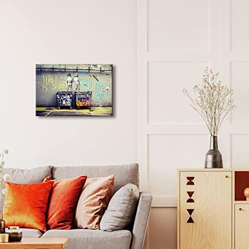 Wieco Art Banksy Graffiti Canvas Wall Art, Life is Short Chill the Duck Out - Image 4