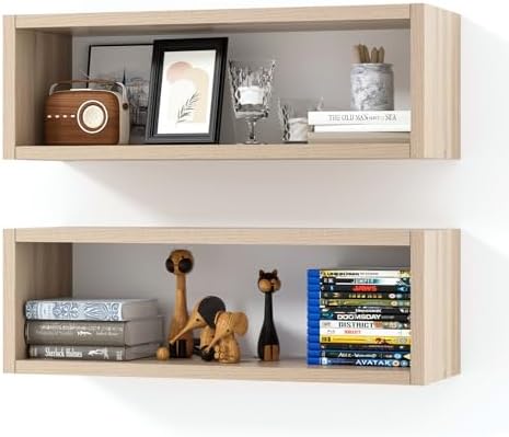 Kaboon 24in Floating Cube Shelves Set of 2, Display Shelves Wall Mount by Kaboon