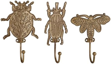 SOFFEE DESIGN Set of 3 Metal Insects Wall Hooks, Decorative Closet Organizer by SOFFEEDESIGN