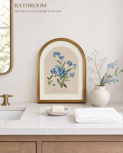 VIYYIEA Gold Arched Floral Wall Art, Vintage Botanical Flower Canvas Print - Image 3