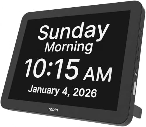 Robin Day Clock 2026 for Seniors, Easy-to-Read Display for Elderly, Day Date by Robin