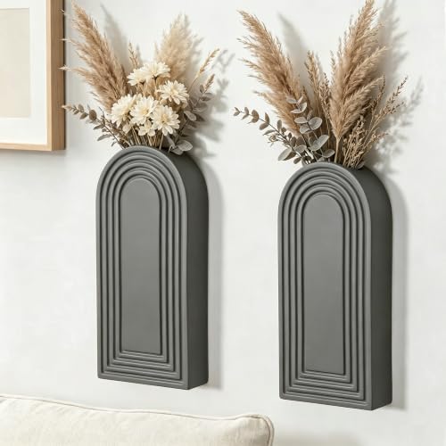 Dnnnii 2 Pack Wooden Wall Vase Set by Dnnnii