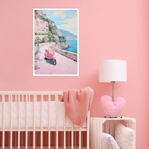 Bittiler Italian Beach Landscape Posters Amalfi Coast Pastel Canvas Wall Art - Image 6