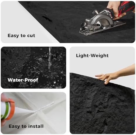 4Pcs Faux Stone Wall Panel 43.3''x23.6'', Lava Stone Design - Image 4