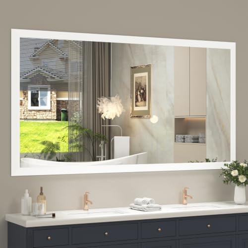 SMIROR 66x36 Matte White Bathroom Vanity Mirror by SMIROR
