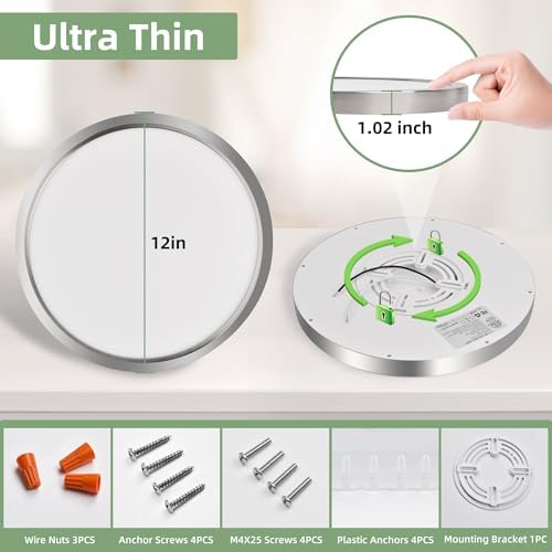 hykolity 12 Inch Selectable CCT LED Round Flat Panel Light - Image 6