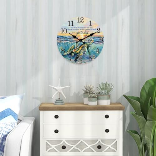 Sea Turtle Wall Clock Silent 16 Inch Inspirational Beach - Image 2