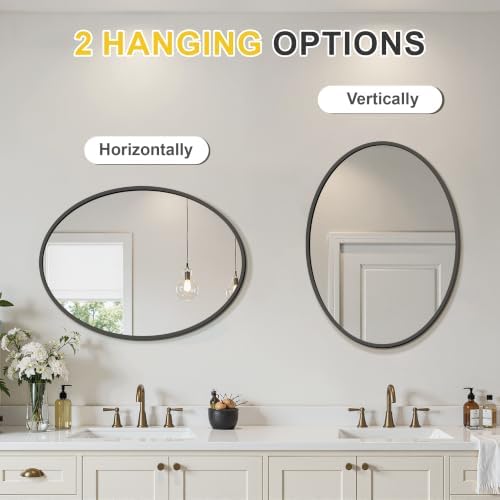 Black Oval Bathroom Mirror for Wall - Image 6