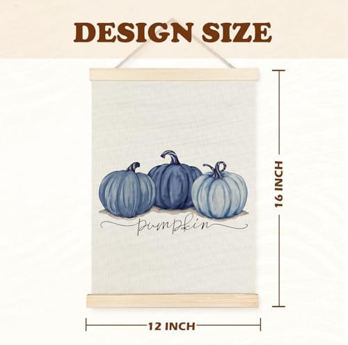Supwhd Watercolor Fall Blue Pumpkin Wall Art - Image 6