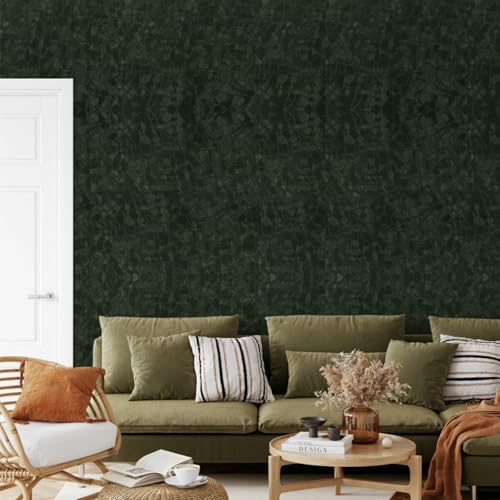 Abyssaly Dark Green Peel and Stick Wallpaper Textured Embossed Wall Paper - Image 6