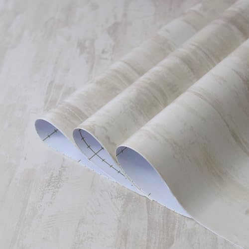 48x590inch Extra Wide Ivory White Concrete Wallpaper Peel and Stick White Grey - Image 2