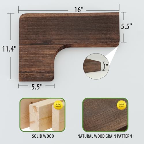SAUMONIERES Corner Floating Shelves Wall Mount Shelf Solid Wood - Image 3