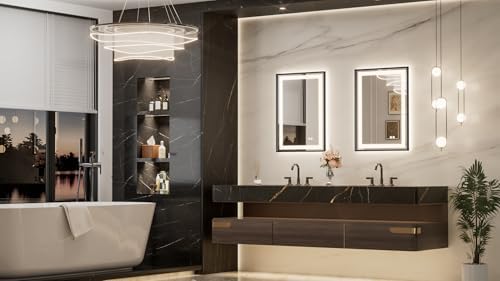 Keonjinn 22x30 Inch Black LED Bathroom Mirror - Image 2