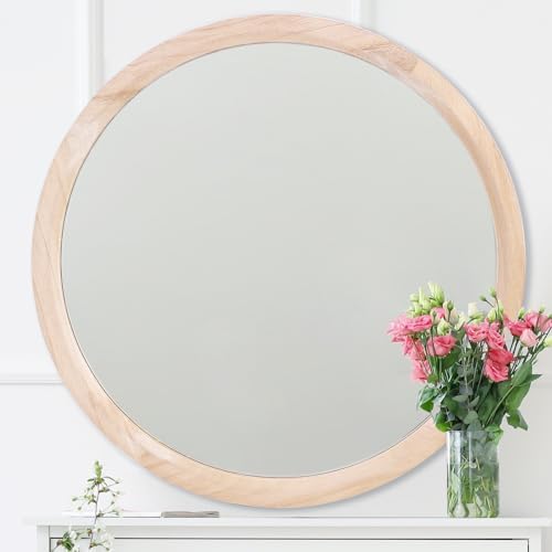 28''Round Wood Mirror, Circle Mirror, Boho Style Wall Decor, Nursery Mirror by Givetheroomuniquebeauty%EF%BC%81