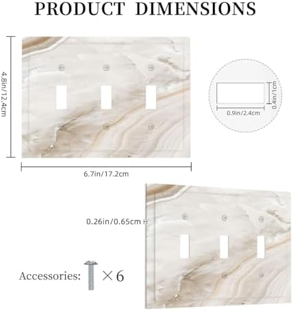 Decorative Switch Plates Beige Marble Pattern 3 Gang Wall Plate Faceplate - Image 5